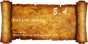 Balics Anita névjegykártya