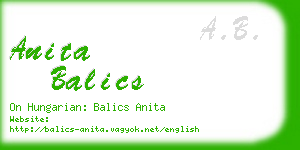 anita balics business card